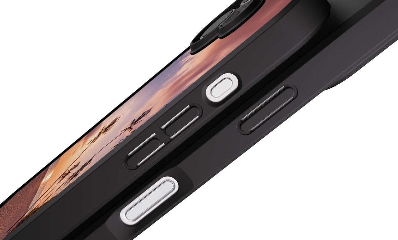 Détail des boutons latéraux de la Coque résistante Essentielle personnalisable