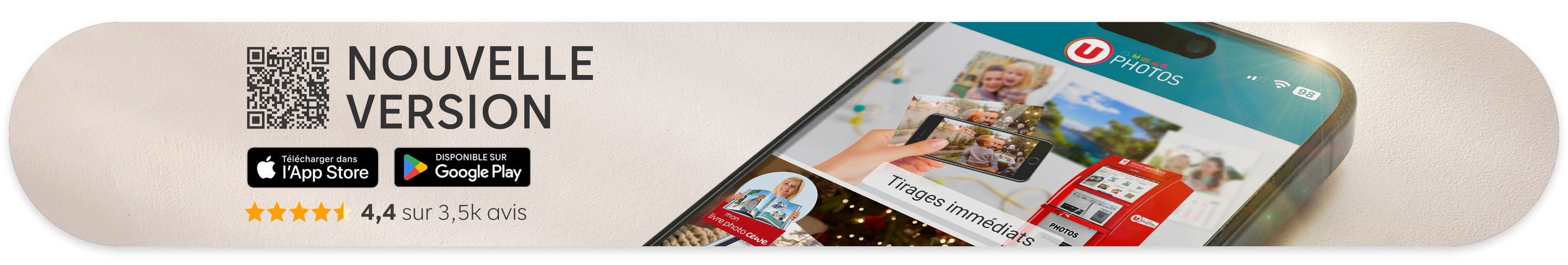 Téléchargez la nouvelle version de l'application U Photos, disponible sur App Store et Google Play.