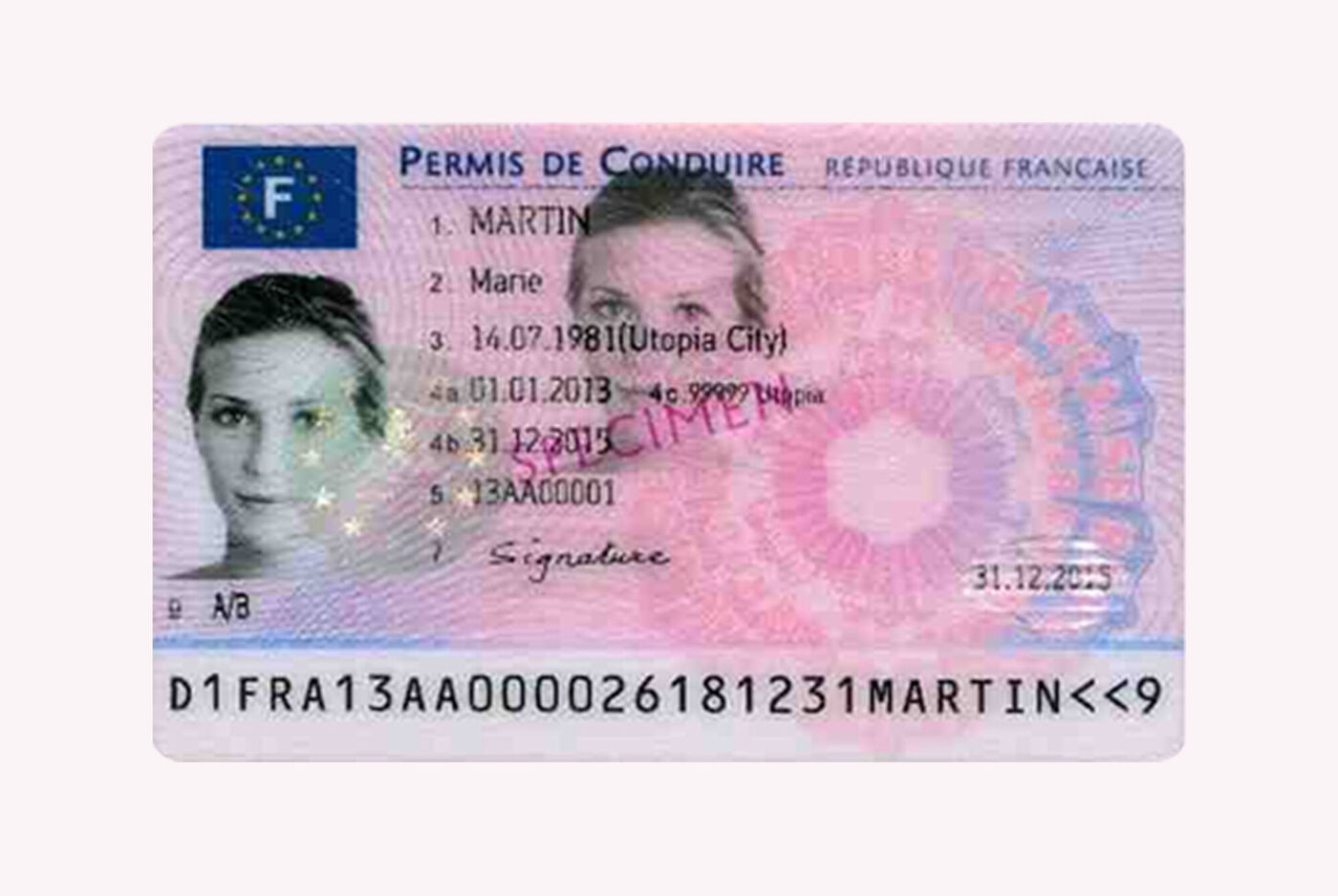 Visuel permis de conduire français