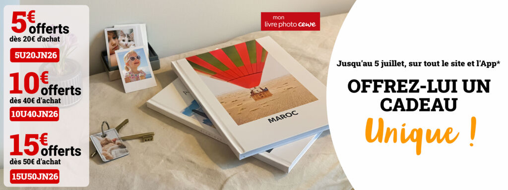 Jusqu'au 5 juillet 2026, 5€ offerts dès 20€ d'achat avec le code 5U20JN26, 10€ offerts dès 40€ d'achat avec le code 10U40JN26 et15€ offerts