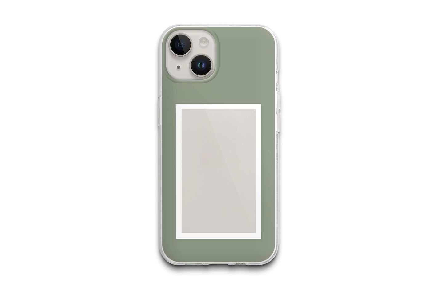Coque de téléphone verte avec plateforme photo vide.