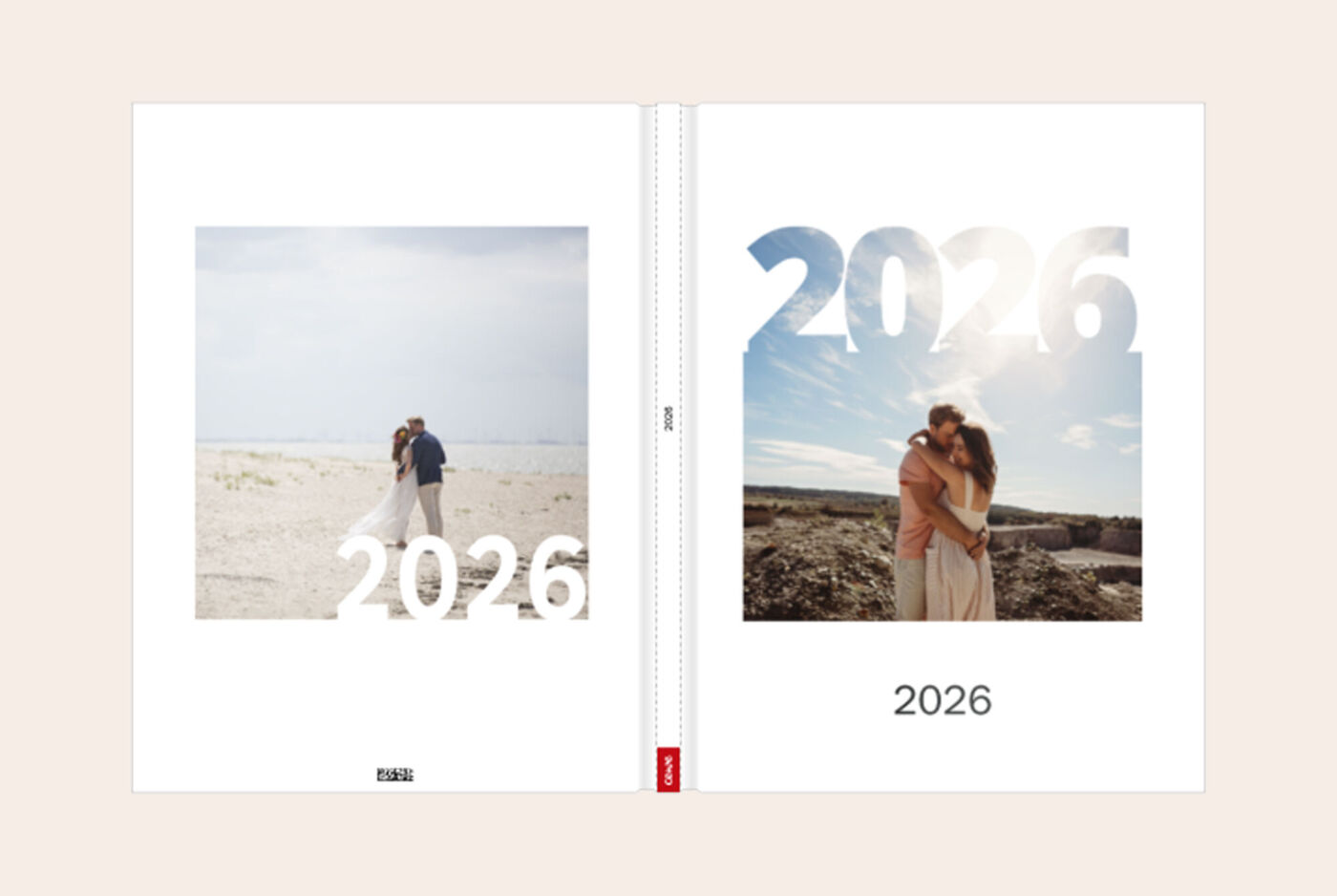 Album photo best of 2026, design moderne avec photo dans grand chiffre et souvenir de voyage