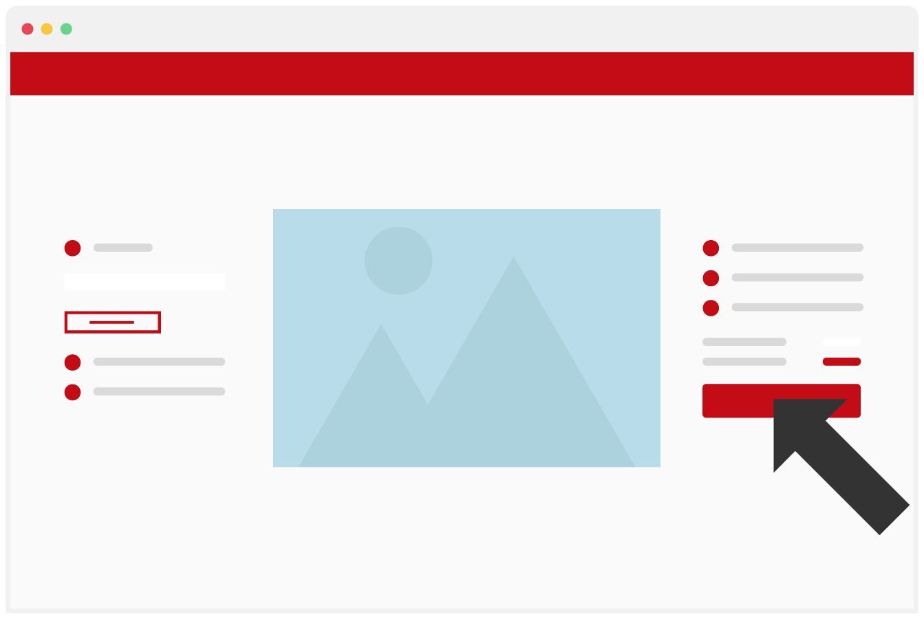 Un utilisateur clique sur un bouton rouge sur un site web