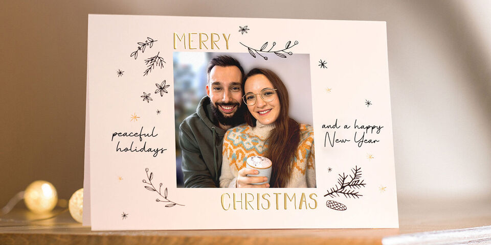 Carte de voeux de Noël avec un design festif.