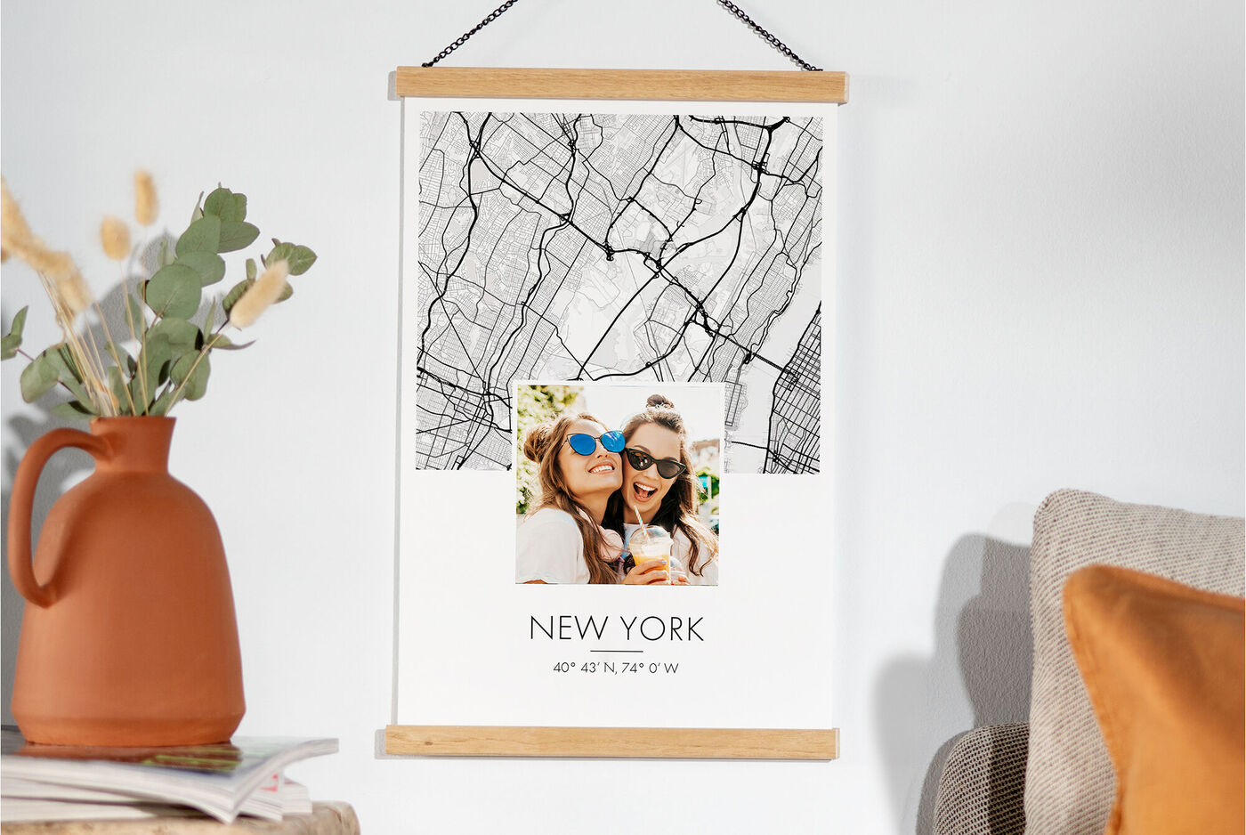 Affiche carte de New-York personnalisée avec une photo