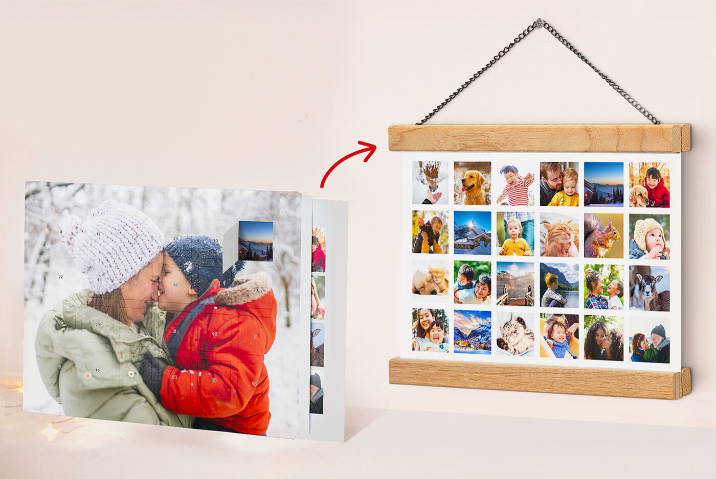 Photo d'une maman et son enfant sur un calendrier de l'Avent poster pêle-mêle