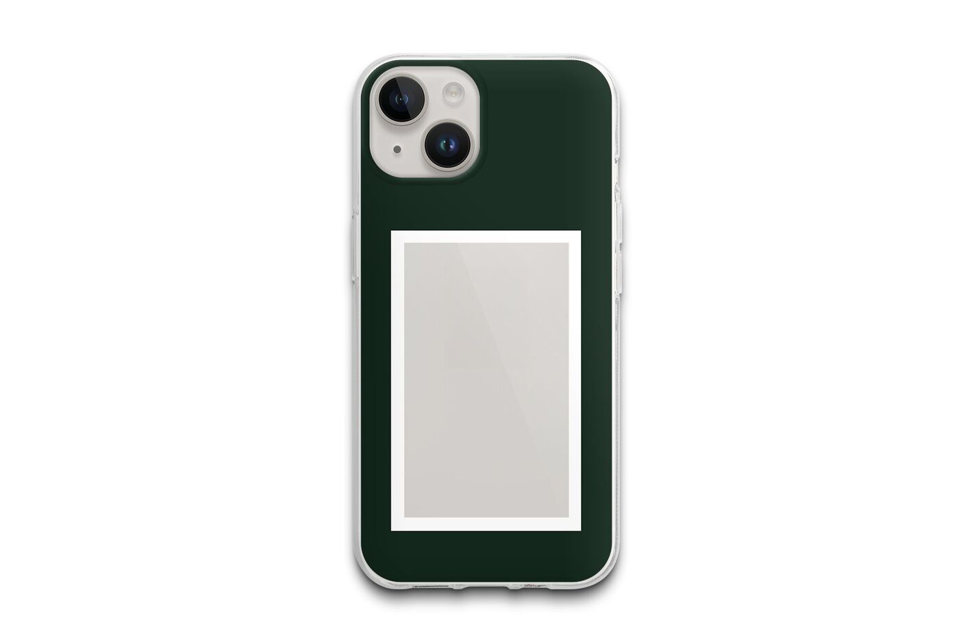 Coque de téléphone verte avec endroit pour photo