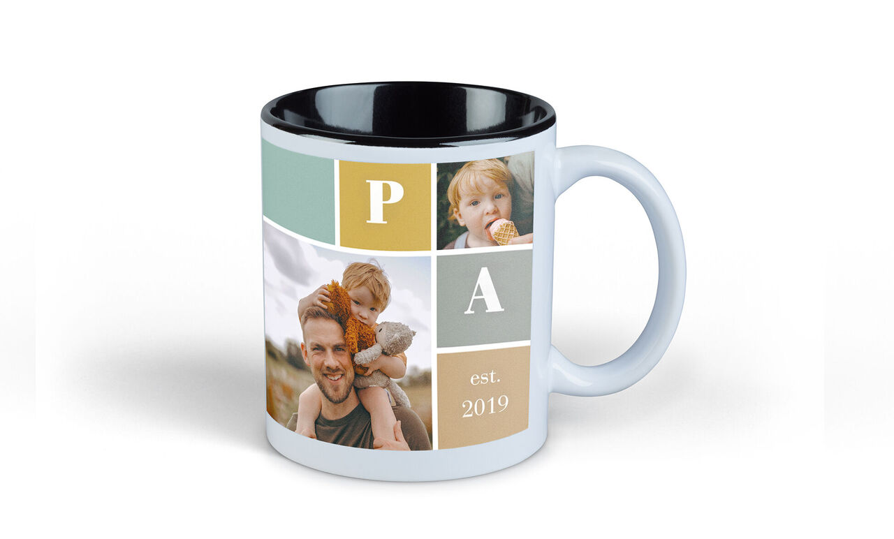 Mug blanc personnalisé avec photo et intérieur en couleur