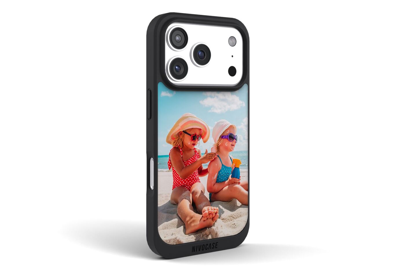 Coque pour Iphone personnalisée avec une photo de fillettes à la plage